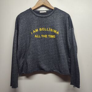 Zara Trafaluc Pullover Sweater Women Size S Gray Graphic Casual Spring Fall